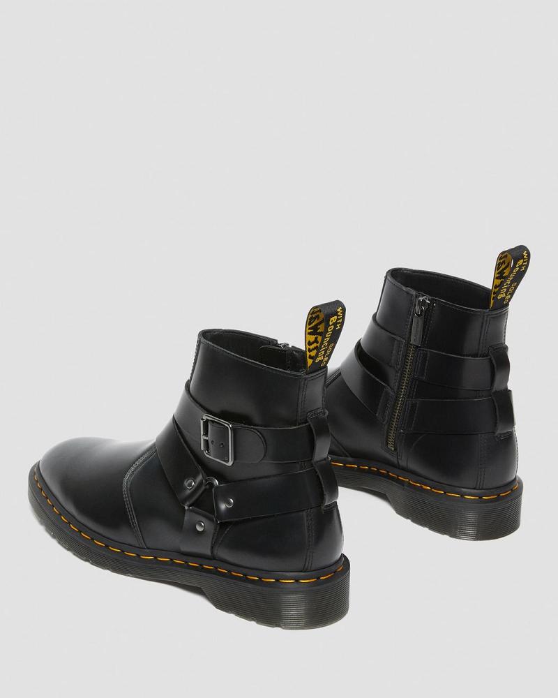 Men's Dr Martens Jaimes Leather Harness Ankle Boots Black | AU 444AHK